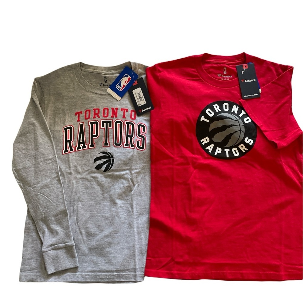 Fanatics Toronto Raptors Red and Gray Shirt Set Youth sz L